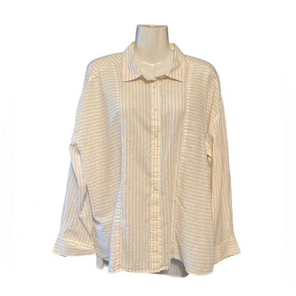 Elizabeth & James Striped Button Down Shirt Cotton Top Neutral Basic - Picture 1 of 10